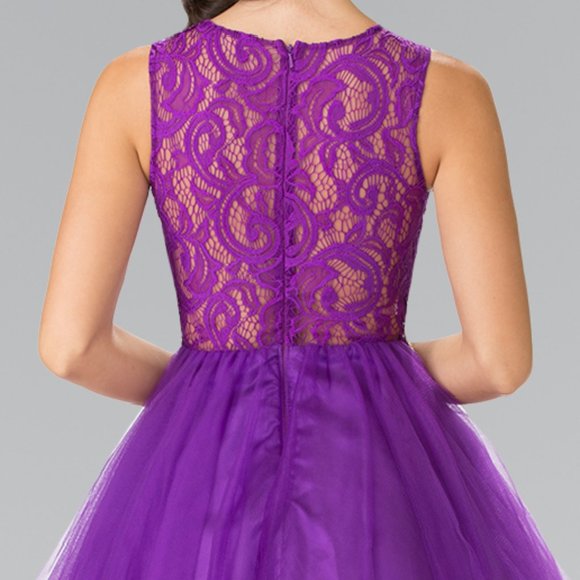 NEW SHORT SLEEVELESS BABY DOLL EMBROIDERED LACE DRESS WITH ZIPPER BACK GL GS1427 - Picture 8 of 10